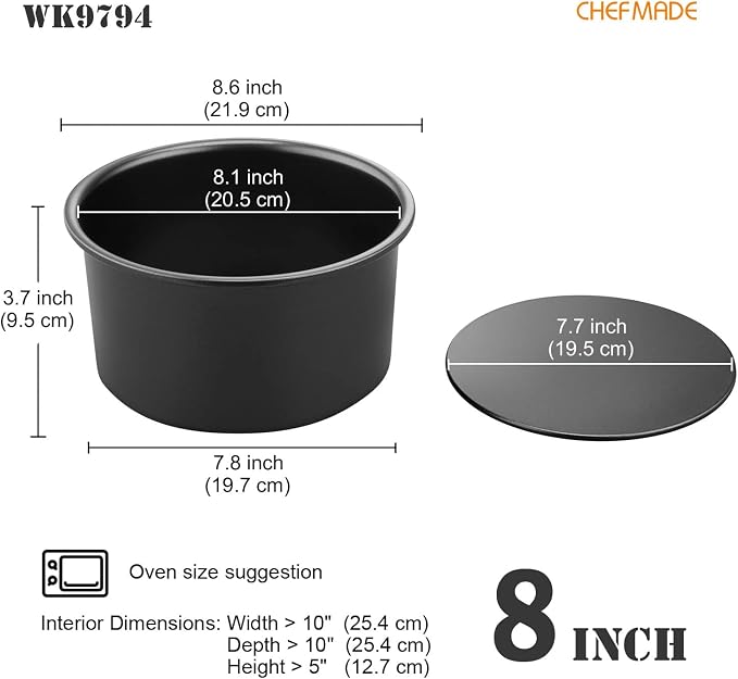 CHEFMADE Round Cake Pan, Nonstick 8-Inch with Removable Loose Bottom Chiffon Bakeware