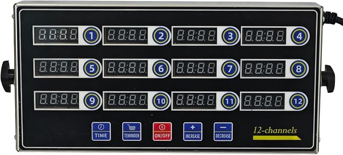 12 Channel Precision Kitchen Timers for Cooking, Commercial Kitchen Timer Restaurant Kitchen Supplies, Stainless Steel Digital LED Chef Cooking Timer, Reminder Function, Drillable wall mounting