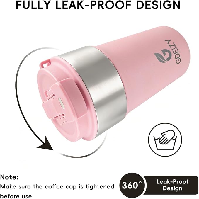 Insulated Travel Coffee Mug, 17oz Stainless Steel Leakproof Flip Straw Cup | Double Wall Vacuum Insulated, BPA-Free Material, Reusable Tumbler for Hot & Cold Drinks, Classic Black, Fits Car Cup Holders