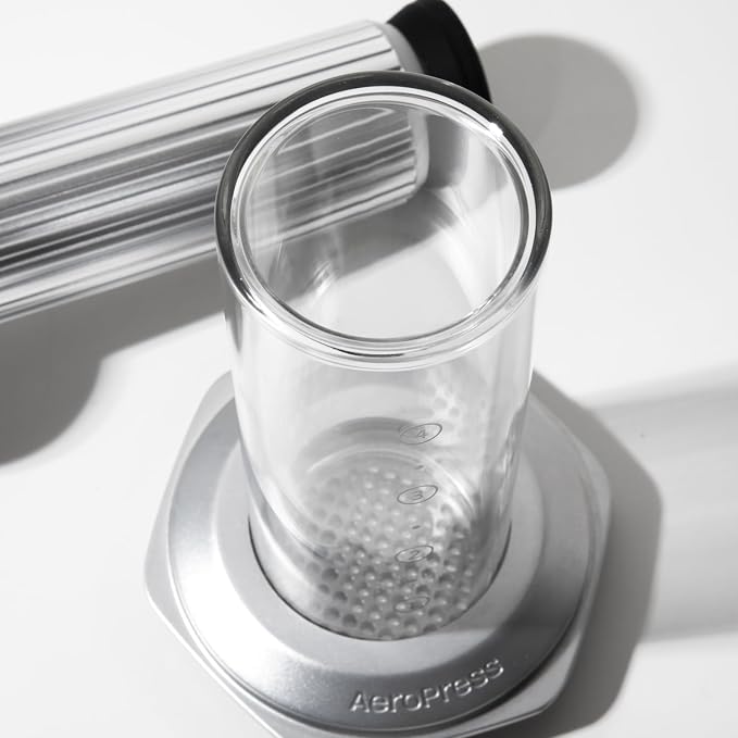 AeroPress Premium Coffee Press, Glass, Stainless Steel & Aluminum, Silver | Glass, Stainless Steel & Aluminum, All-in-One French Press, Pour-Over & Espresso Style, Manual Brewer