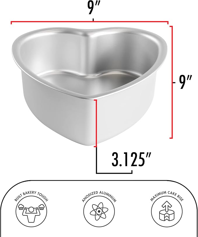 Fat Daddio's PHT-83 Anodized Aluminum Heart Cake Pan, 8 x 3 Inch