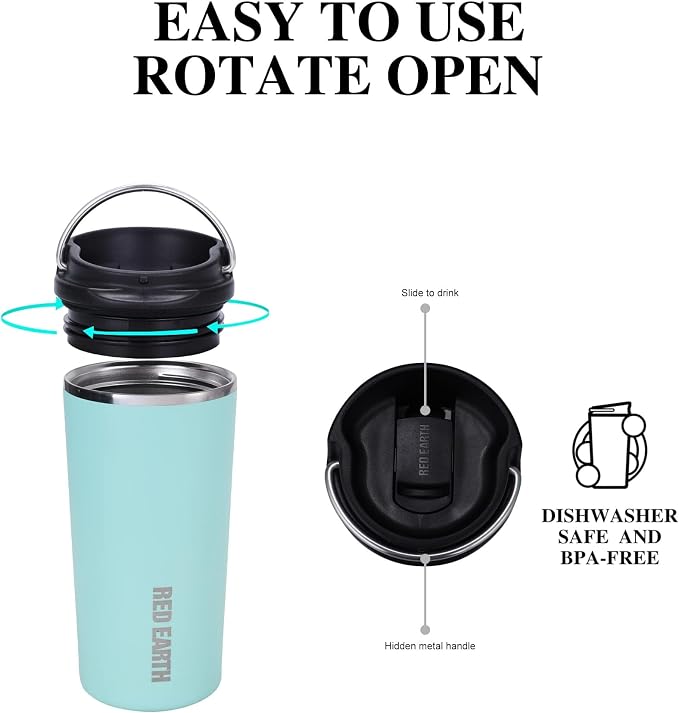 GiNT 17oz Travel Tea Mug with Infuser, 2 Lids. Vacuum Insulated 316 Stainless Steel Coffee Mug. Dishwasher Safe Tea Cup with Strainer for Hot & Cold Brew Coffee. Mothers Day Gifts for Mom (Green)