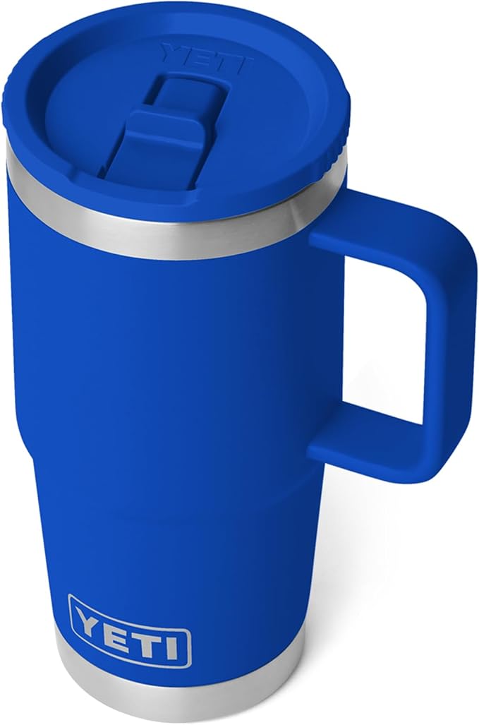 YETI Rambler 20 oz Travel Mug with Flip Straw Lid – Stainless Steel, Vacuum Insulated, Leakproof, Cup Holder Friendly, Royal Blue