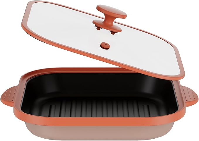 Microwave Grill Pan with Glass Cover - Bacon Cooker, Crisper & Grilled Cheese Maker, Microwave Cookware,Dishwasher Safe for Easy Clean