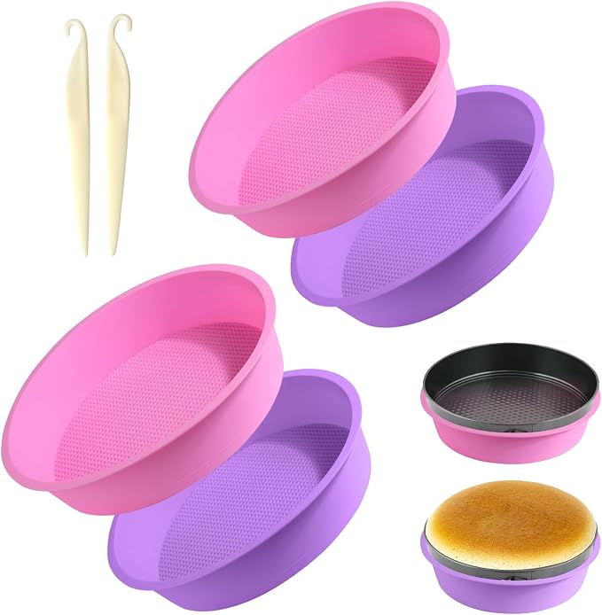 4Pcs Cheesecake Water Bath Pan, Cheesecake Pan Protector Silicone Springform Pan Protector with Cake Release Spatula for 9,9.5,7,8 Inch Round Springform Cake Baking Accessories