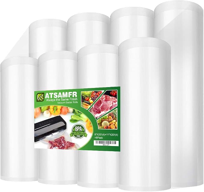 8Pack Vacuum Sealer Rolls with BPA Free,8"&11"x20' 4 Rolls Each