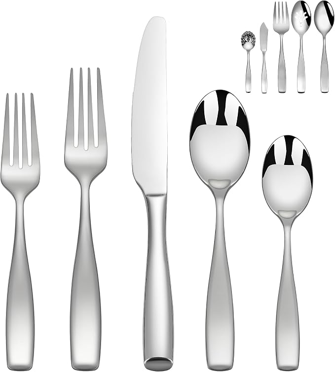70 Piece Silverware Set 18/10 Stainless Steel, Flatware Set for 12 With 2 Sets of Serving Utensil, High End Heavy Duty Silverware Set, Dishwasher Safe, Ideal for Gift