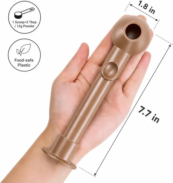 Coffee Scoop with Funnel for Ground Coffee, Protein Powder & Tea, 2 Tbsp | Mess-Free Scoop Funnel for Reusable K-Cup, Countertop Design for Home & Office, Handy Long Handle, Easy to Clean, 2-Pack
