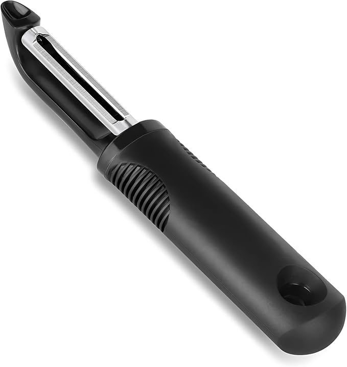 Vegetable Peeler,Non-Slip Handle,Sharp Stainless Blade for Potato | Multifunctional Peeler,Built-in Potato Eye Remover, Zero Snag, Ergonomic Grip,Plastic Blade Guard for Fruit Pumpkin (Black)