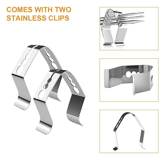 2 Pack Meat Probes for Camp Chef Grill with 2 Clips, 3.5mm Plug, PG24-28 | Fit for CampChef SmokePro Woodwind Series and More, Stainless Steel Waterproof Probe Head, High Accuracy, Plug & Play
