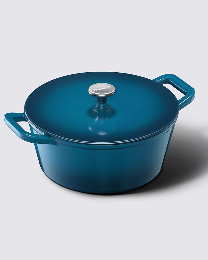 Dutch Oven Pot, 6QT Enameled Cast Iron Dutch Oven with Lid, Dual Handle, Dutch Pot for Sourdough Bread Baking, Braising & Roasting, 500℉ Oven Safe, All Cooktops Compatible, Marine