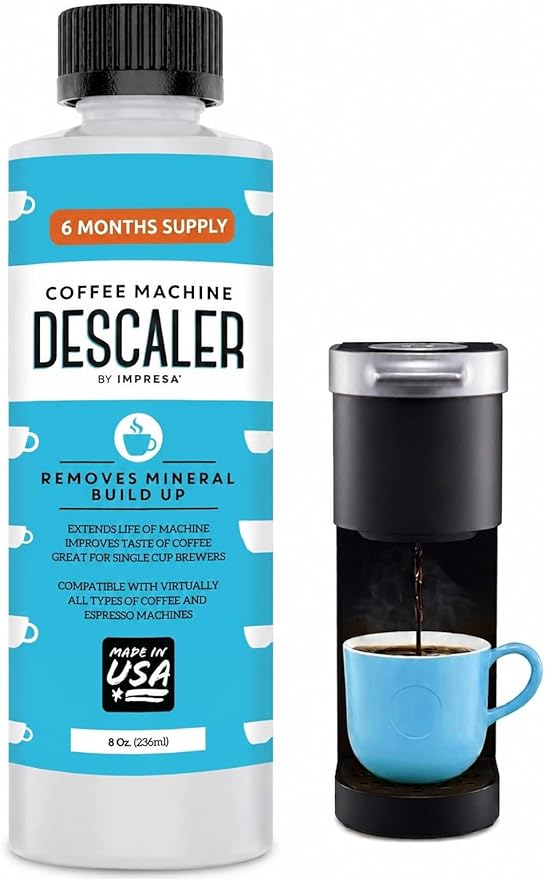 IMPRESA Coffee Machine Descaler (2 Uses Per Bottle) - Made in the USA - Universal Descaling Solution, Compatible with Nespresso, Delonghi and All Single Use Coffee and Espresso Machines