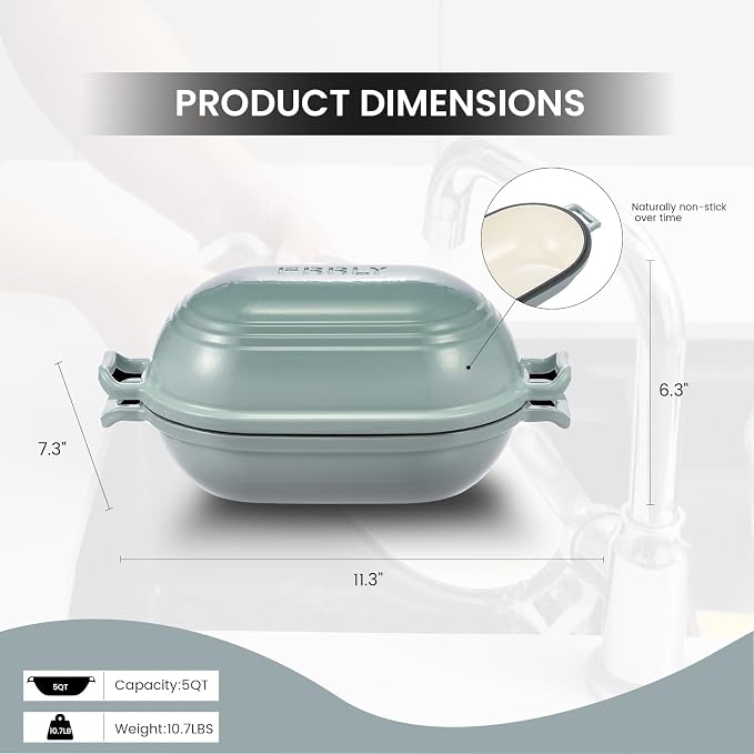 Enameled Cast Iron Dutch Oven for Sourdough Bread Baking,11 x 7 Inch Oval Cast Iron Bread Pan with Lid,Dutch Oven for Homemade Sourdough Baking,5 QT Meatloaf Pan,Oven Safe