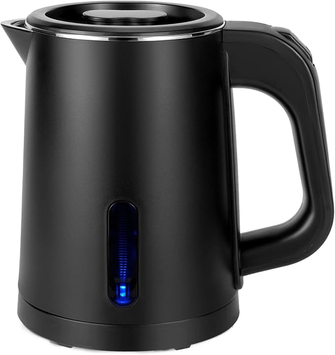 0.8L Small Travel Electric Tea Coffee Kettle | 600W Rapid Boil,Double Wall,Auto Shut-Off,Boil Dry Protection,Hot Water Boiler