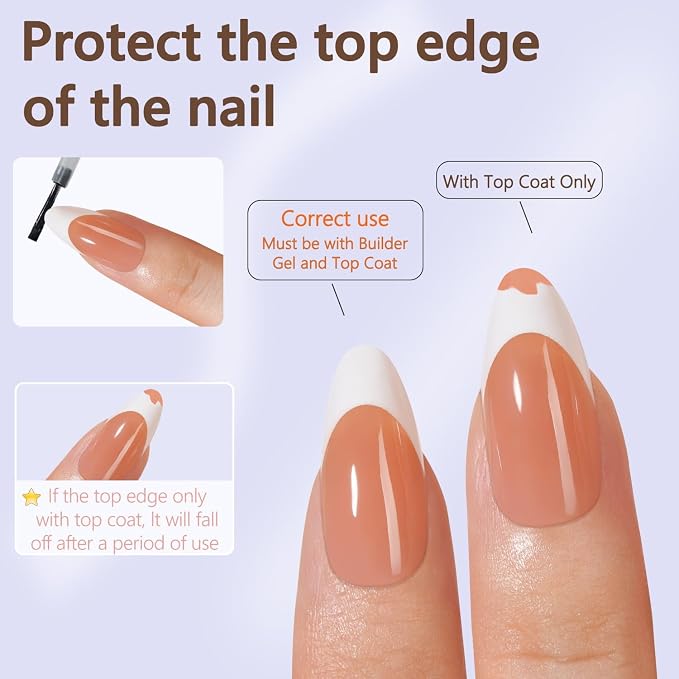 Misssix 150Pcs French Tip Press on Nails Medium Almond Brown Gel Fake Nails | No Need to File Tips Pre-lasting, Fake Nails for Nail Art DIY 15 Sizes