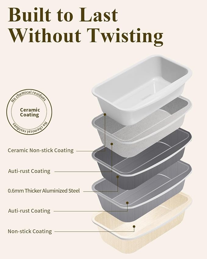 Nonstick Ceramic Bread Loaf Pan with Handle, Sunshine Cream | 9x5 inch, Ceramic Coating, Aluminized Steel, Oven Safe to 550°F, Dishwasher Safe, Non-Toxic, PTFE & PFOA Free