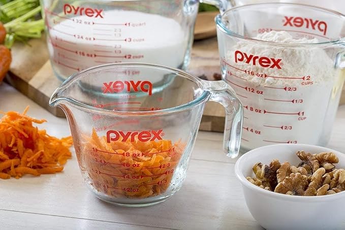 Pyrex Essentials (2-Pack) Glass Measuring Cups Set (1 & 2 Cup) | For prepping, baking and cooking, preheated oven, dishwasher, freezer, and microwave safe
