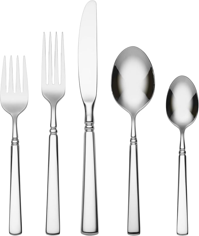 Oneida Easton 5-Piece 18/10 Silverware Set for 1, Flatware | silver, dishwasher safe | includes knives, forks, and spoons | heavy duty, cutlery set, utensil set, wedding silverware