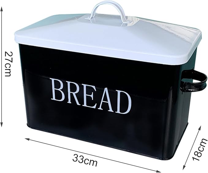 SOTECH Metal Bread Box For Kitchen Countertop,black bread box for kitchen countertop for Homemade Bread Farmhouse Style Bread Bin-Kitchen Food Bread Storage Container