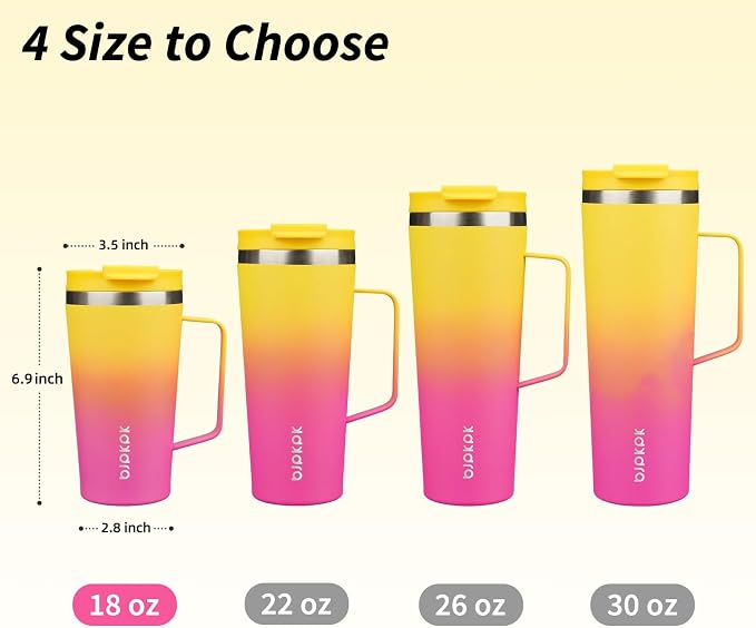 BJPKPK 18oz Insulated Tumbler with Handle, Lid & Straw, Stainless Steel | Double Wall Vacuum Insulated Coffee Travel Mug - Keeps Cold & Hot, BPA Free, Cupholder Fit for Office, Gym & Travel
