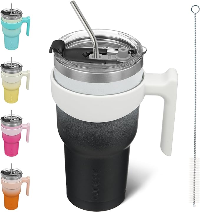 BJPKPK 30 oz Tumbler with Handle & Straw, Insulated Stainless Steel Mug | Double Wall Vacuum, Keeps Hot/Cold, Thermal Cup, BPA Free, Dishwasher Safe, Cupholder Fit, Coffee & Travel, Day & Night