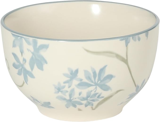 Gibson Home Admiral Hall 12-Piece Matte Stoneware Dinnerware Set – Dinner Plates, Salad Plates & Bowls with Blue Floral Pattern, Durable Everyday Dish Set, Microwave & Dishwasher Safe