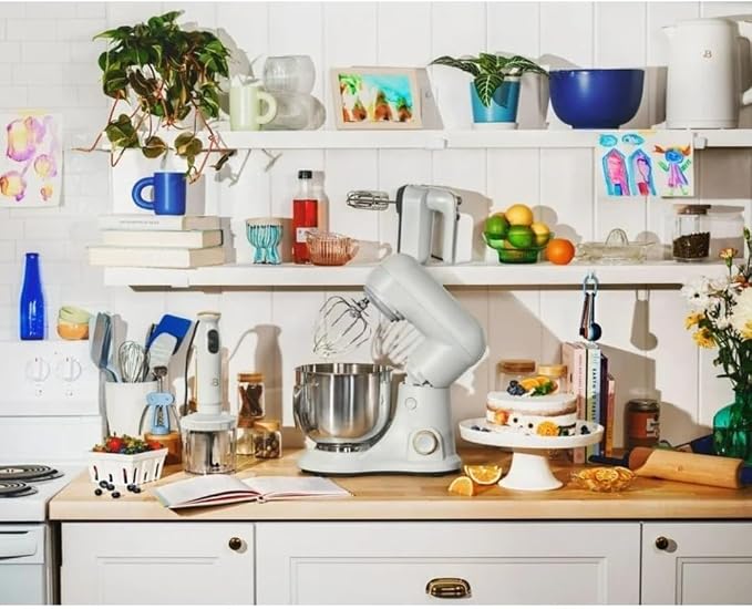 Wonderful Kitchen Stand Mixer 5.3 Qt Bowl, 12 Speeds Tilt-Head, Dough Hook Flat Beater Whisk for Baking Tasks Metal Build for Baking (White Icing)