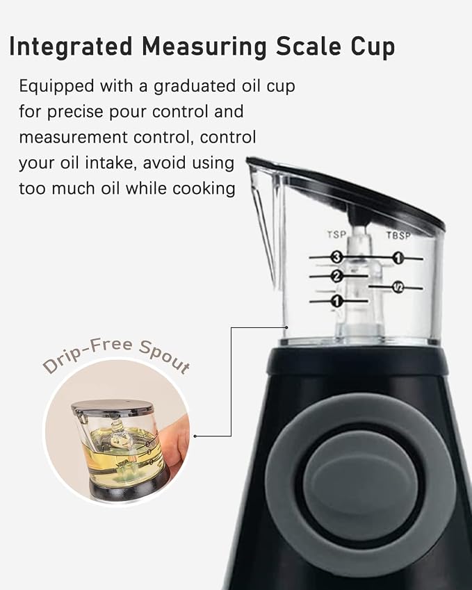 Oil Dispenser Bottle with Measuring Scale, 8.5oz | Measuring Scale Pump, Clear Glass, Olive Oil Dispenser Oil Sprayer, Refillable Oil and Vinegar Dispenser