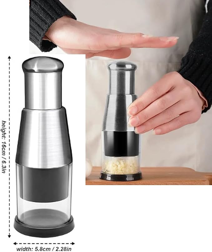 1PCS manual garlic press ，multifunctional manual chopper, stainless steel food dicer, garlic, pepper,pressing chopper
