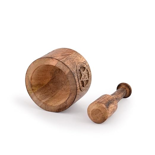 Wooden Mortar and Pestle Garlic Masher Hand Grinder Crusher Kitchen Gadgets