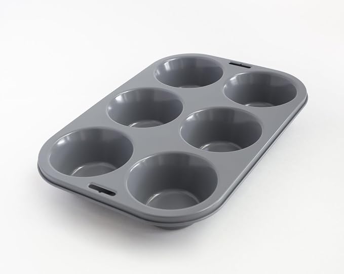 Fox Run Non-Stick Extra Large Muffin & Cupcake Pan, 6 Cup Large Baking Tin | Nonstick For Easy Release & Cleaning | Bake Extra Large Muffins & Cupcakes | Evenly Bakes Cupcakes & Muffins | Baking Gadget