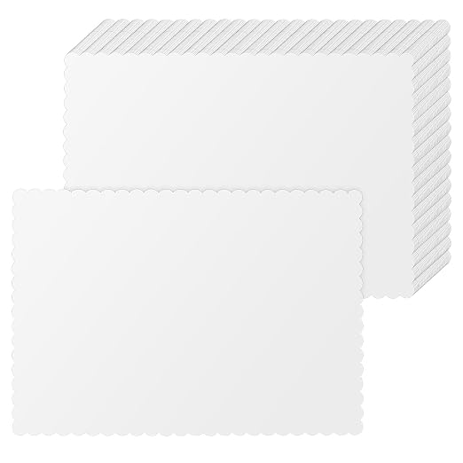 300 Pcs White White Disposable Paper Placemats Bulk Scalloped Edge 14.6 x 10.2 Inches Blank Paper Place Mats Bulk Party Blank Table Mat for Adults Holiday Dinning Table Decor