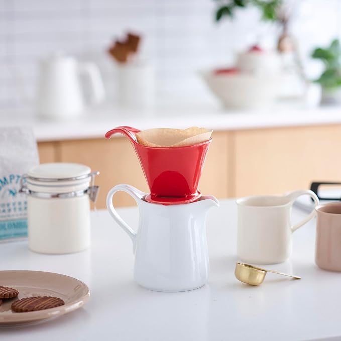 ZERO JAPAN - Bee House Pour Over Coffee Dripper - Ceramic Coffee Maker with Elegant Peek Hole, Drip Cone Brewer Coffee Gifts, Brewing Accessories - Tomato, Standar Size