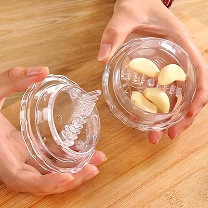Transparent Manual Garlic Twist, Multi-Functional Mincer & Grinder for Garlic, Onion, Ginger, Herbs, Nuts, Impact Resistant Kitchen Gadget & Home Accessory (2PCS)