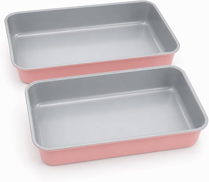 9x13 Baking Pan 2 Pack, Heavy Duty 2.5" Deep Lasagna Pan Nonstick | 9 x 13 Cake Pan Carbon Steel Lasagna Pans, 2.5 Inch Deep 13 x 9 Rectangular Cake Pans Set for Brownies, Casserole & Roasting