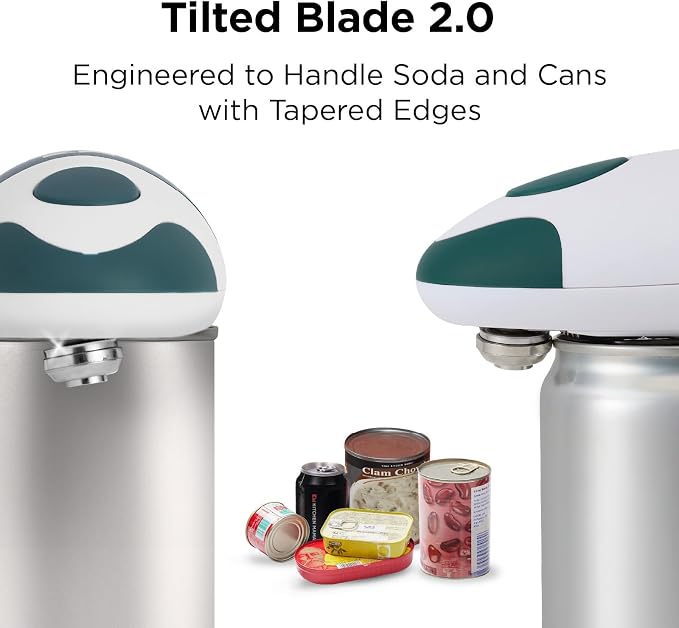 Kitchen Mama Auto 2.0 Electric Can Opener, Emerald Mist | Refined Blade, Automatic Hands Free, Smooth Edge, Food-Safe, Battery Operated