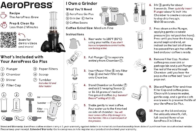 AeroPress Go Plus Portable Coffee Maker Kit, Pink | Small, Travel, Camping & Office, All-in-One French Press, Pour-Over & Espresso-Style Manual Brewer