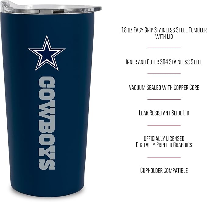 Rico Industries NFL Football Soft Touch, Easy Grip Tumbler