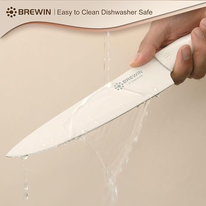 Brewin Knife set, 13 Pieces Kitchen Knives Set with Sharpener, Anti-Rust Coating and Blade Guard, Home Essentials, Camping Essentials - Muliticolor