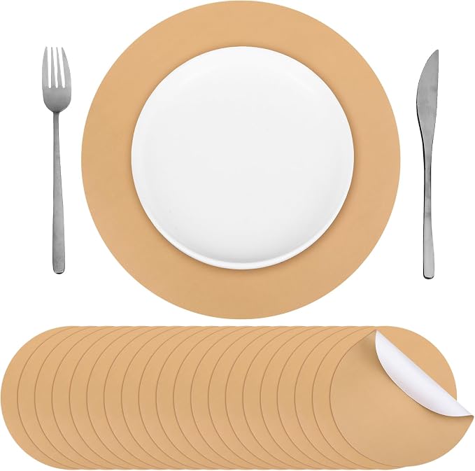 Yeaqee 120 Pcs Disposable Paper Placemats 12 Inch Round Paper Place Mats Blank Table Mats for Restaurant Catering Dining Weddings Birthday Table Holiday Parties Supplies(Kraft)