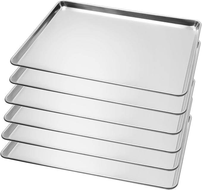 BIEAMA 6 Pack 26" x 18" Full Size Baking Sheet Pan, Aluminum Commercial Pan | Heavy Duty Baking Pan for Oven Freezer Bakery Hotel Restaurant