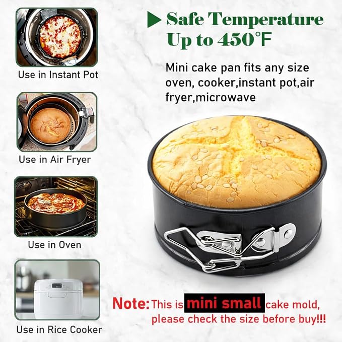 4 Pack Small Springform Cheesecakes Pan 4 Inch Mini 50Pcs Parchment Paper | Carbon Steel Cake Round Tins Leakproof Nonstick Removable Bottom Bakeware for Pie Pizzas and Quiches Baking Mold Set