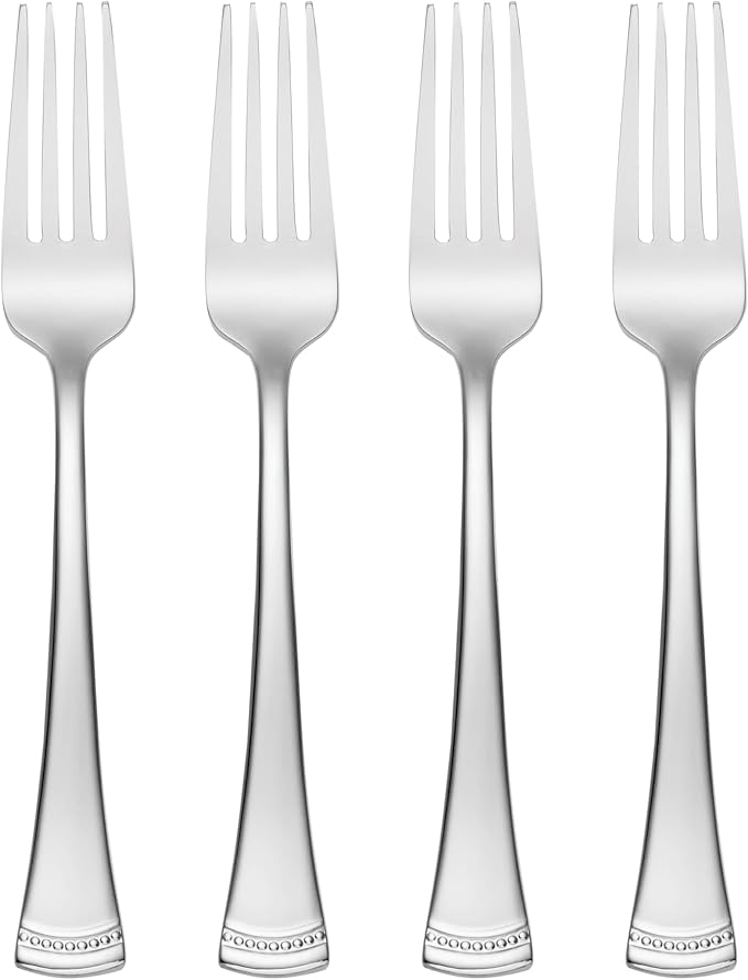 Lenox Portola Salad Forks Silverware Set for 4, Flatware | mirror finish, dishwasher safe | 7.06 inch length, cutlery set, utensil set, wedding silverware, kitchen essentials