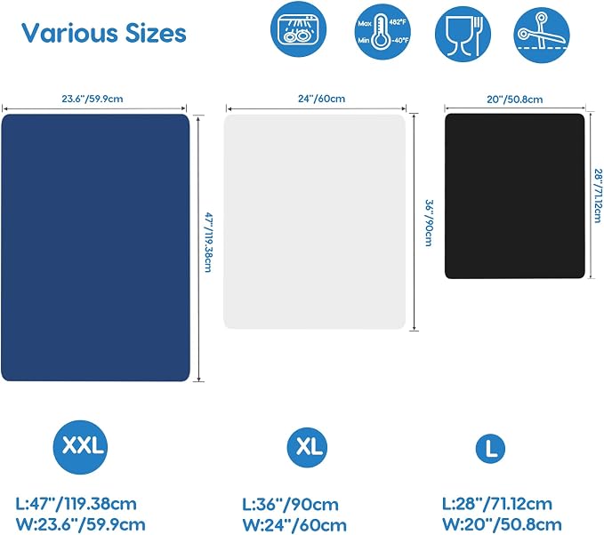 Silicone Mats for Kitchen Counter 47"x23.6"x0.08”, Largest Heat Resistant Mat Shipped Rolled Up Kitchen Island Silicone Countertop Protector Mat Nonslip Extra Large Counter Mat, Black | Largest Size, Heat Resistant, Nonslip, Extra Large Countertop Prot...