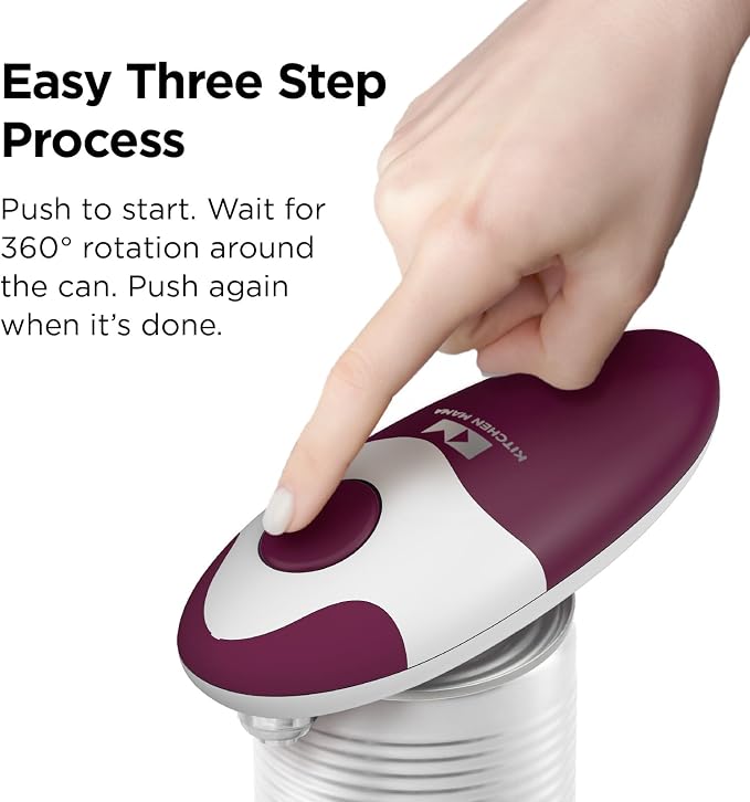 Kitchen Mama Auto 2.0 Electric Can Opener, Burgendy Mist | Refined Blade, Automatic Hands Free, Smooth Edge, Food-Safe, Battery Operated