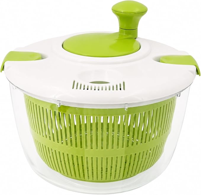 Salad Spinner, Lettuce Spinner with Drain, Vegetable and Fruit Washer, Salad Dryer for Washing, Spinning, and Drying Greens, Fruits and Vegetables, 5.3 Quarts Capacity