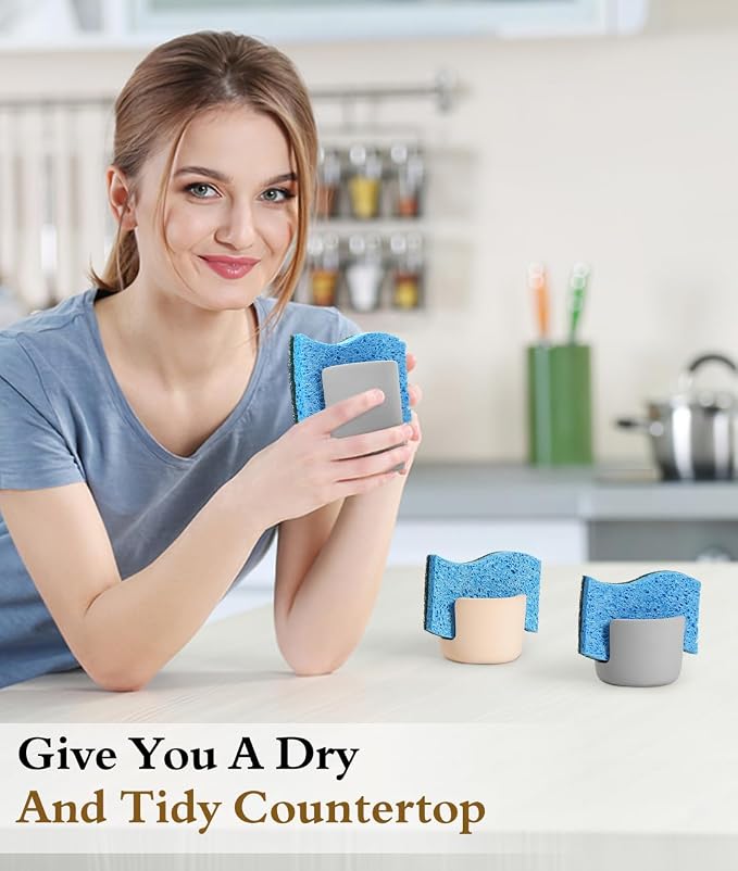 Luxspire Diatomite Sponge Holder for Kitchen Sink, Fast Drying, Light Gray | Diatomite Stone Material, Quick-Drying & Water Absorbing stone dish sponge, For Kitchen Sink Counter, Easy to Maintain