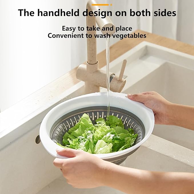 Collapsible Colander and Strainer,Silicone Strainer Colanders & Food Strainers,for Vegetable and Fruit, Kitchen Essentials (2, Blue, 1.3L+2.5L)