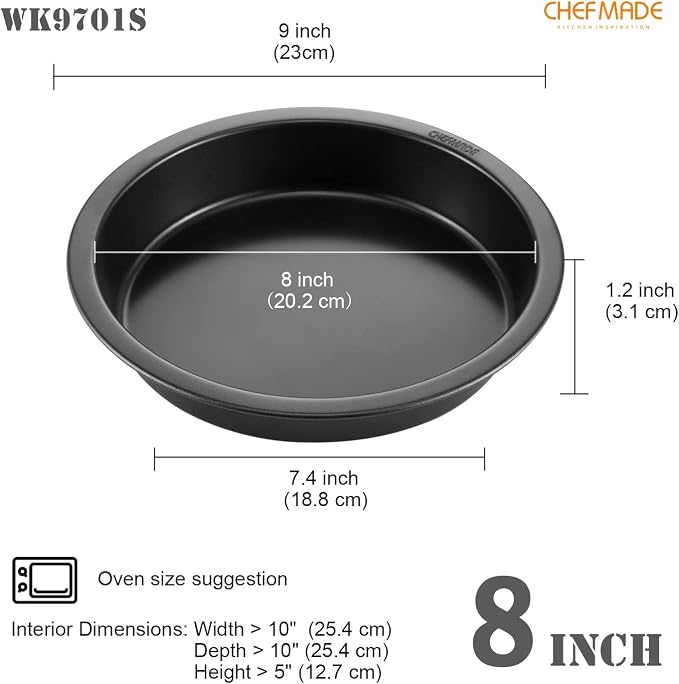 CHEFMADE Round Cake Pan, Nonstick 8 Inch Cake Pan for Baking, Set of 2