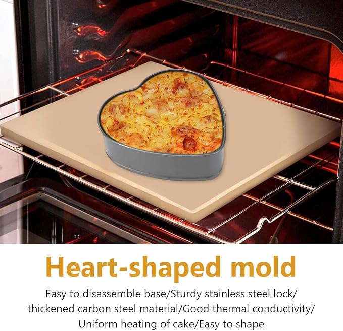 3pcs Springform Pan, 7,8,9 Inch Cheesecake Pans with Removable Bottom, Carbon Steel Baking Pans Nonstick Baking Tin Cake Mould for Small Pizza Pie (Heart Shape)